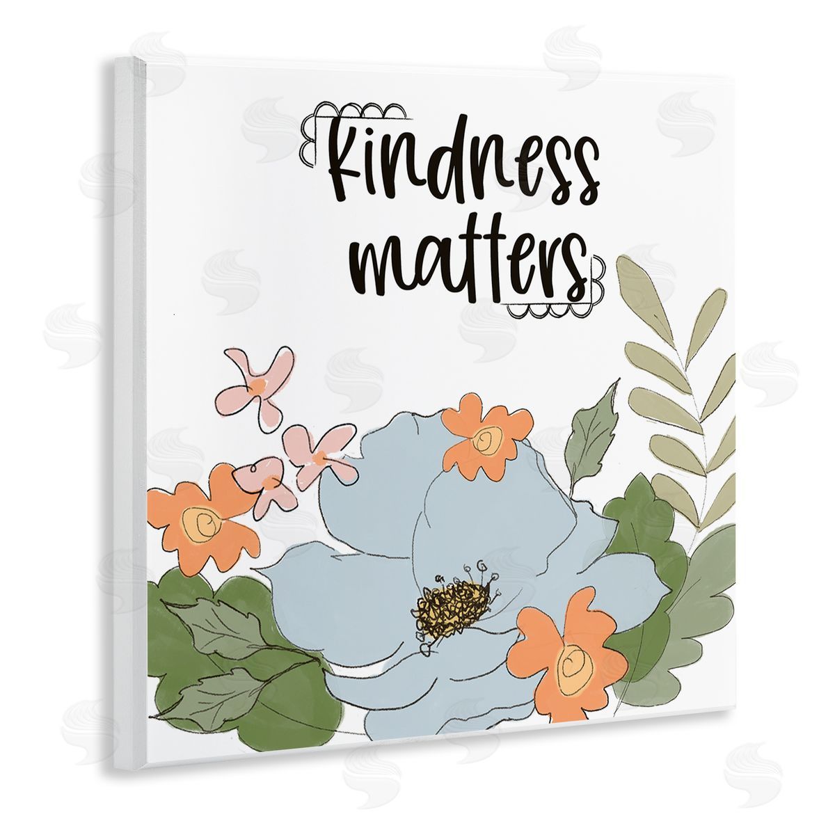 Terri Conrad Kindness Matters Sentiment Floral Bouquet Green Leaves Wooden Wall Plaque Art Print