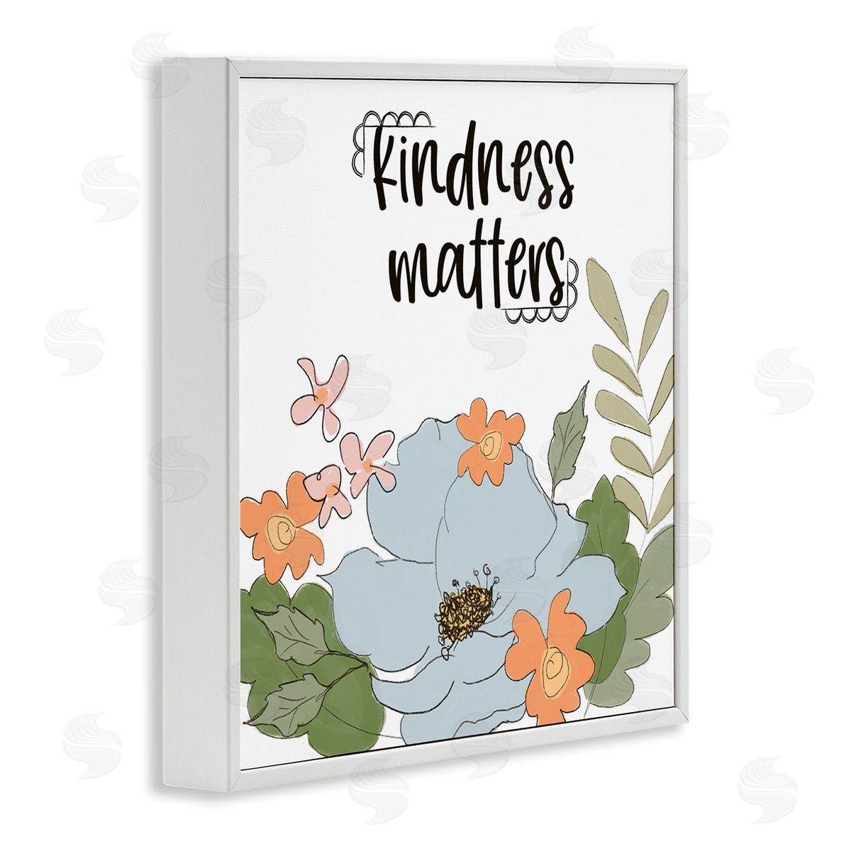 Terri Conrad Kindness Matters Sentiment Floral Bouquet Green Leaves White Framed Glicee Wall Art Print