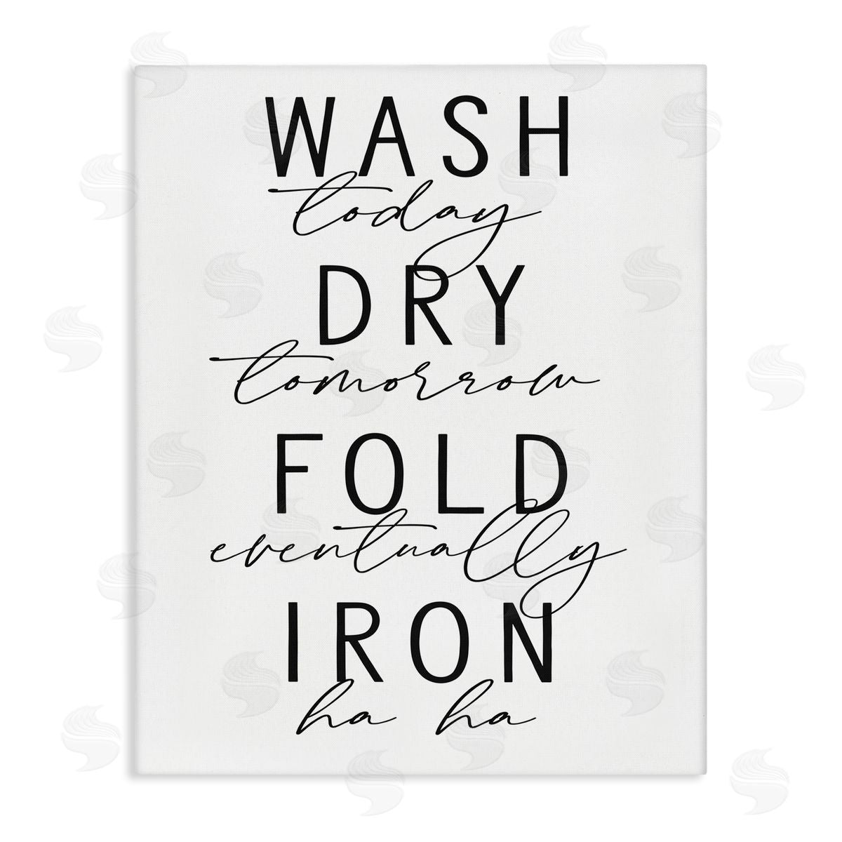 Lettered and Lined Wash Dry Fold Iron Funny Laundry Phrases Minimal Text
