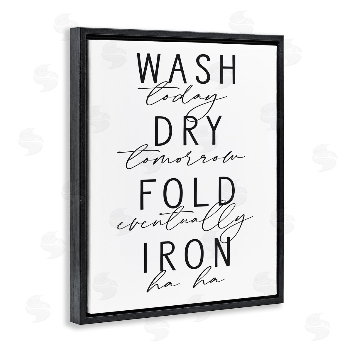 Lettered and Lined Wash Dry Fold Iron Funny Laundry Phrases Minimal Text