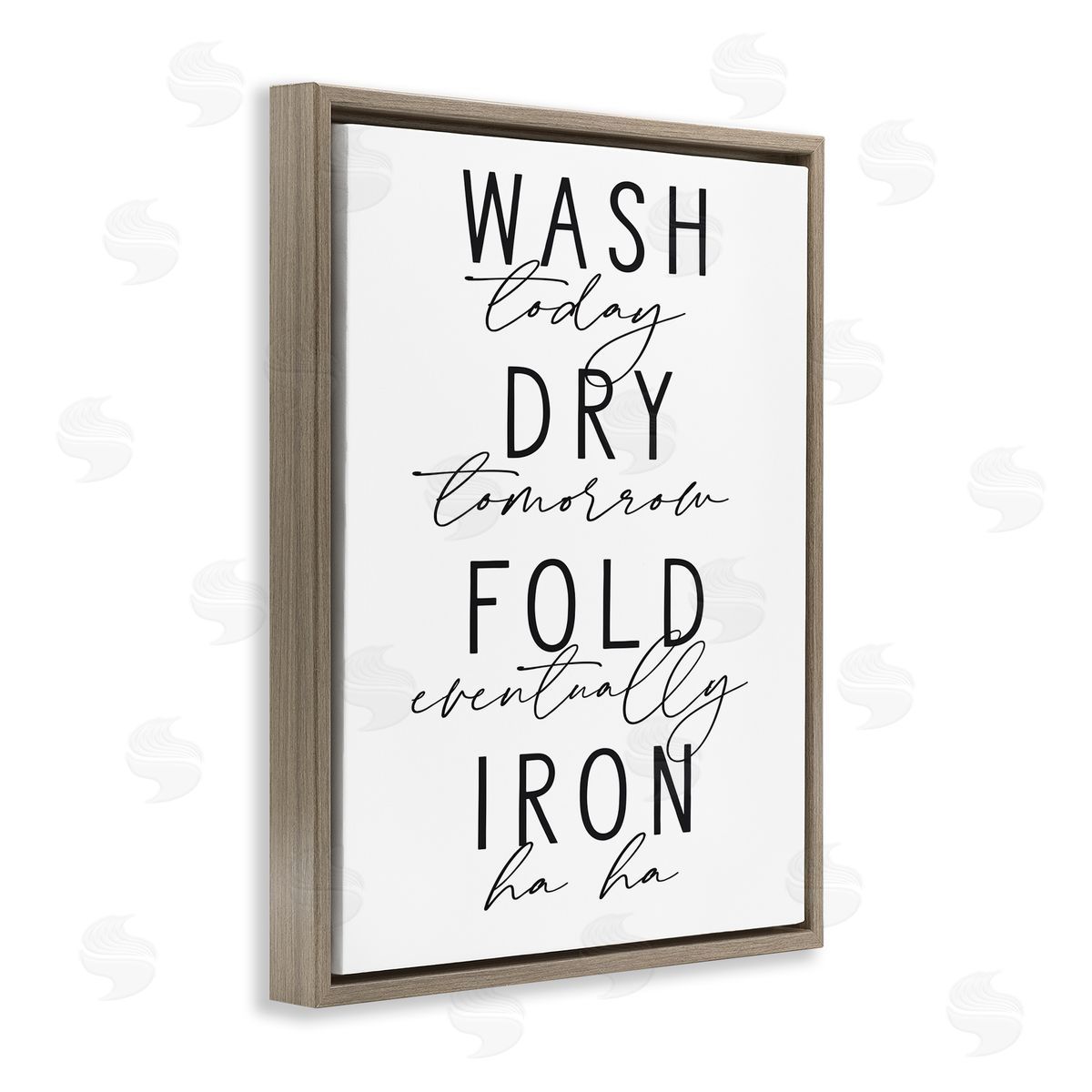 Lettered and Lined Wash Dry Fold Iron Funny Laundry Phrases Minimal Text