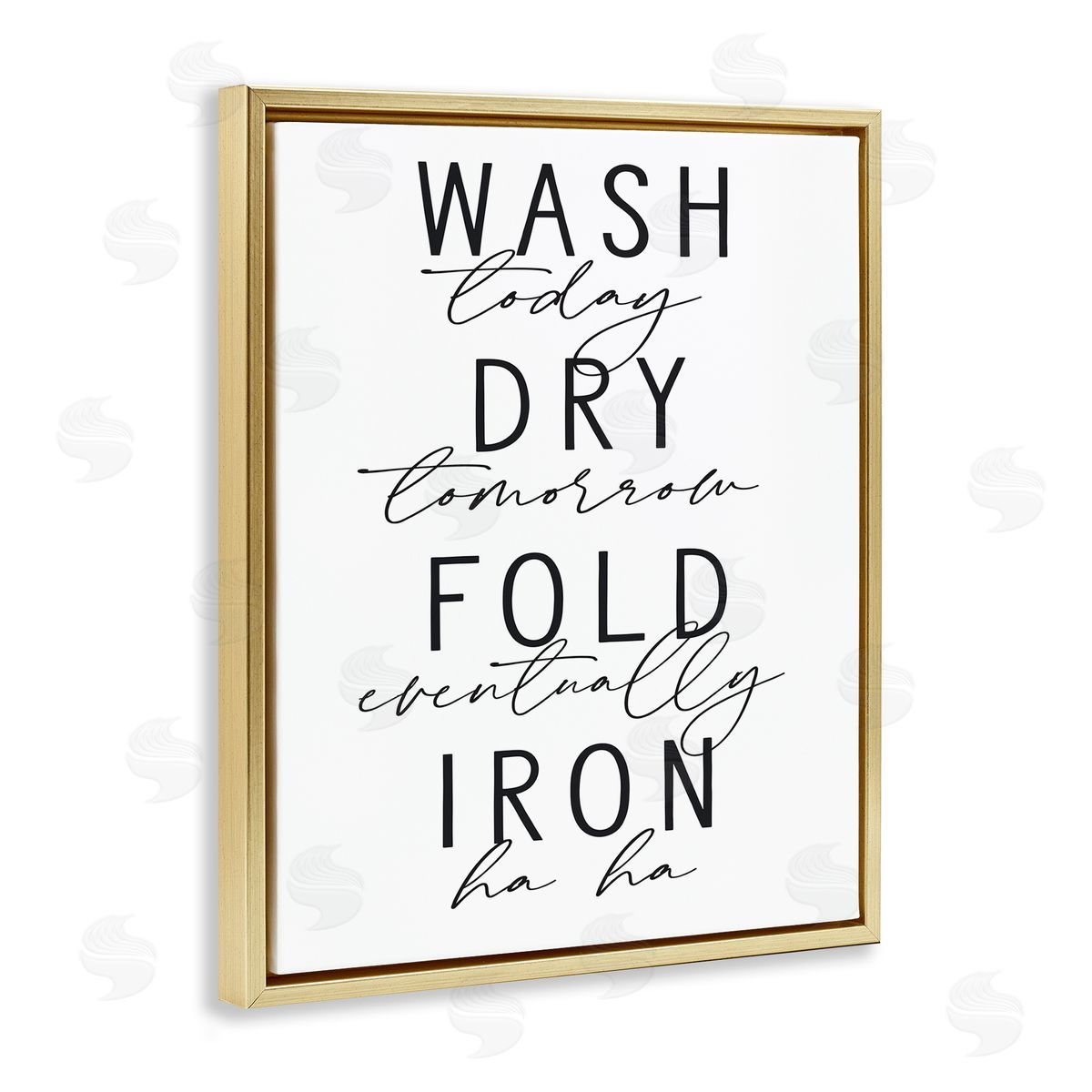 Lettered and Lined Wash Dry Fold Iron Funny Laundry Phrases Minimal Text