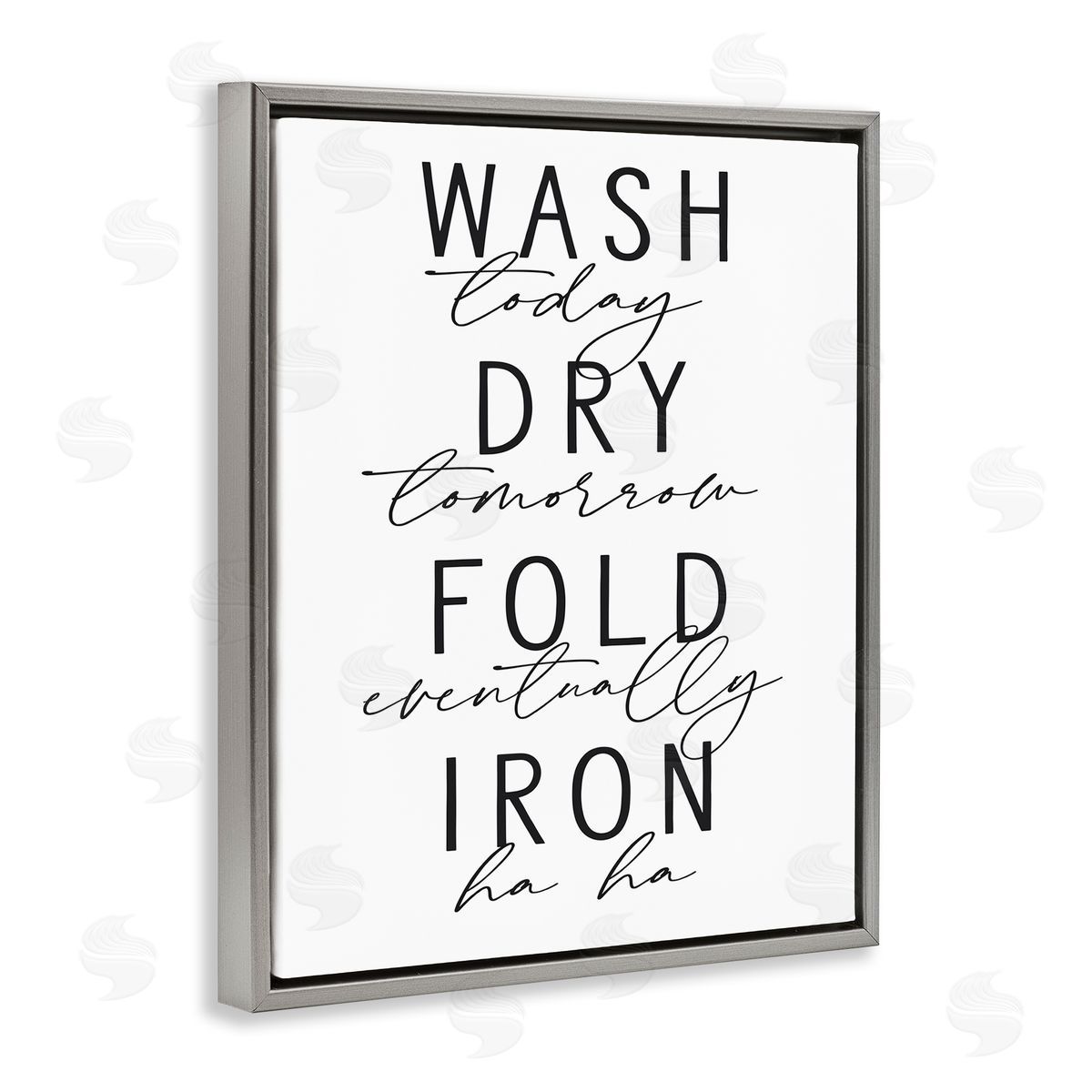 Lettered and Lined Wash Dry Fold Iron Funny Laundry Phrases Minimal Text