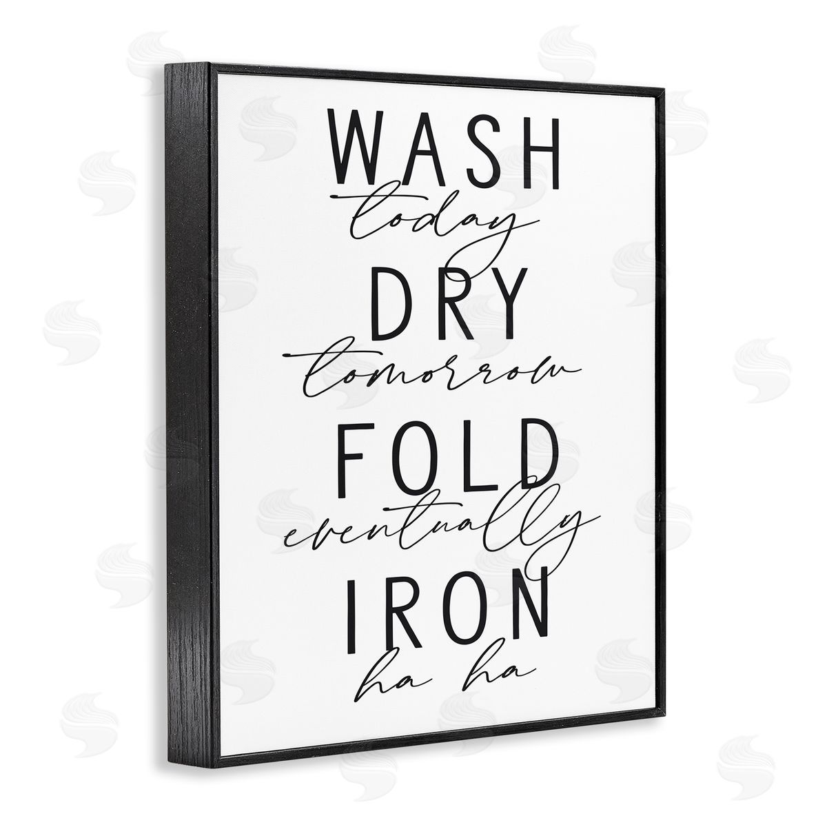 Lettered and Lined Wash Dry Fold Iron Funny Laundry Phrases Minimal Text