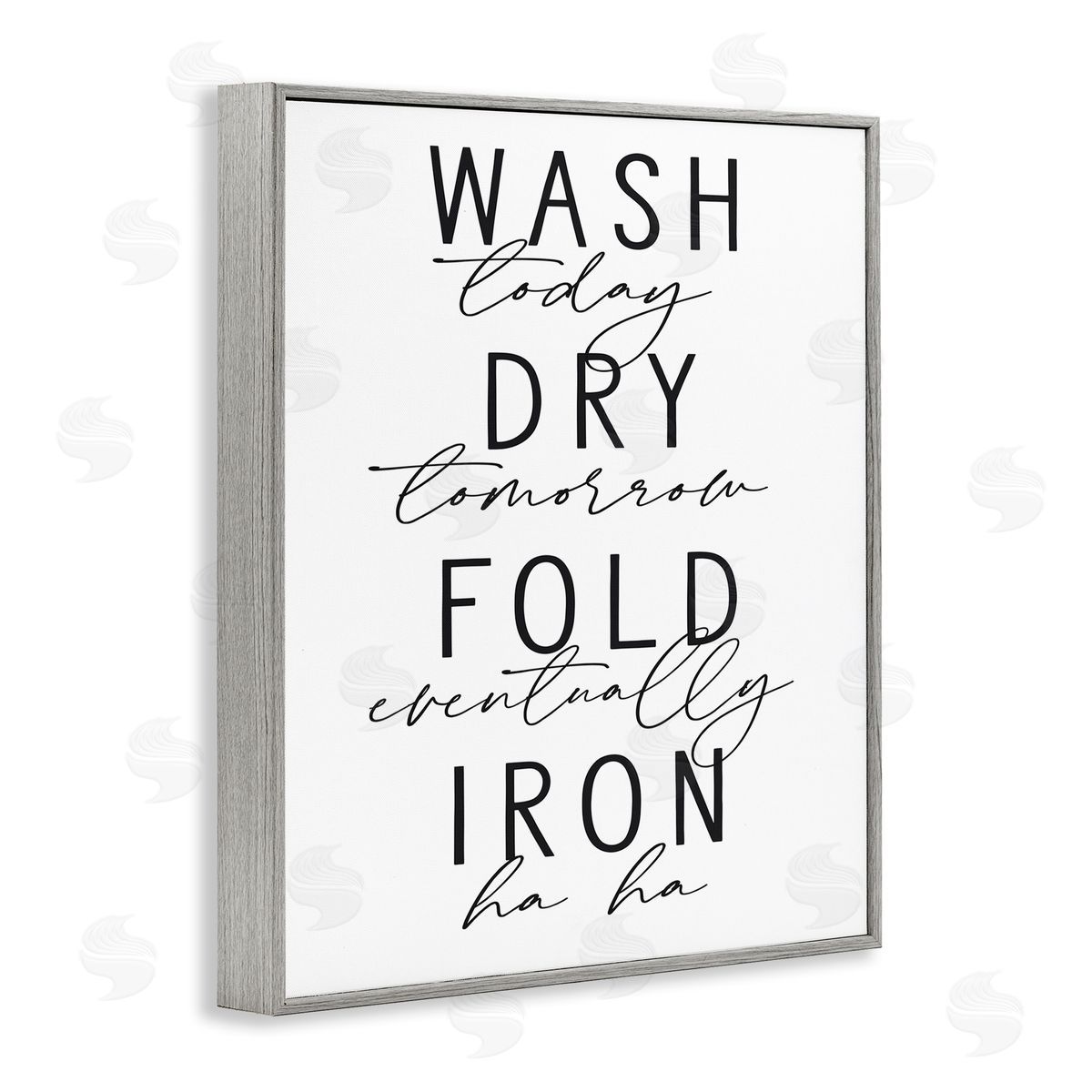 Lettered and Lined Wash Dry Fold Iron Funny Laundry Phrases Minimal Text