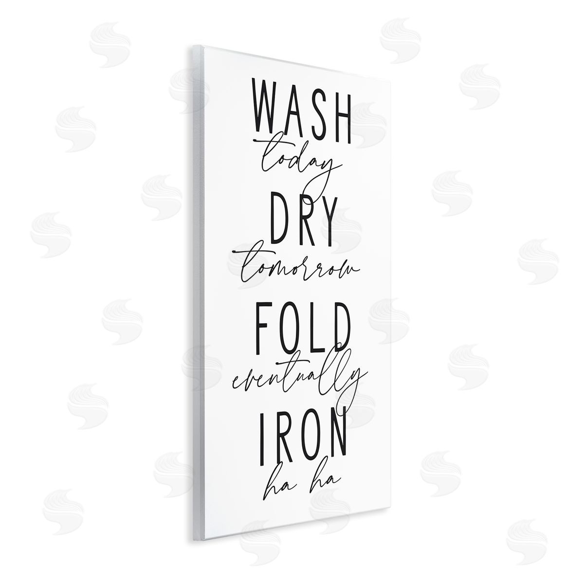 Lettered and Lined Wash Dry Fold Iron Funny Laundry Phrases Minimal Text