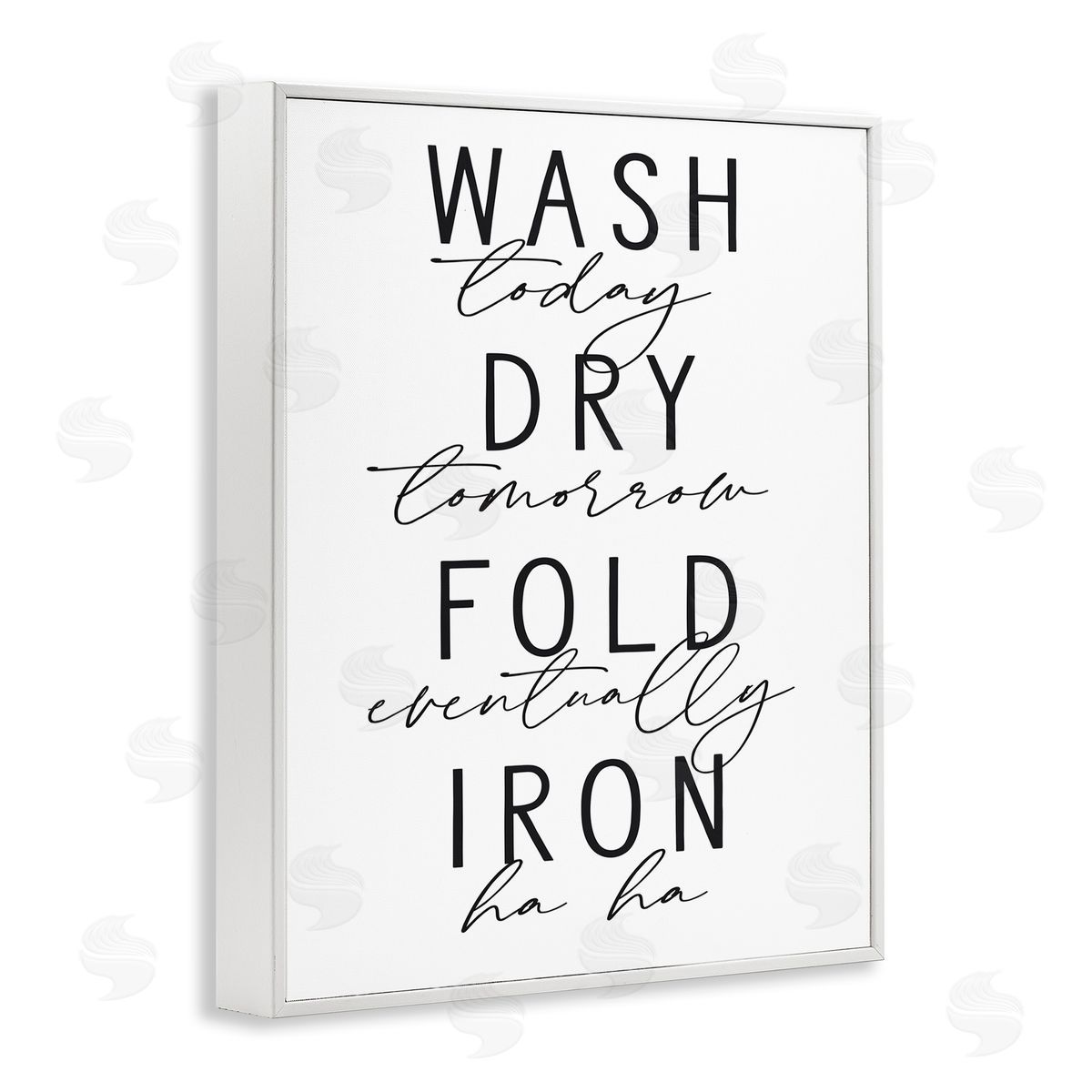 Lettered and Lined Wash Dry Fold Iron Funny Laundry Phrases Minimal Text
