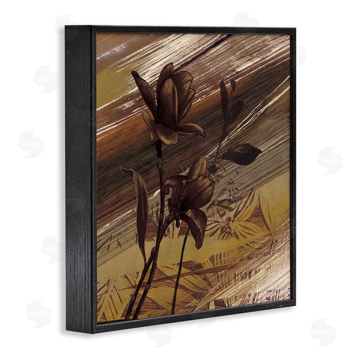 Anne Brochard Mellow Brown Flowers Abstract Tan Muddy Earth Tones Black Framed Glicee Wall Art Print