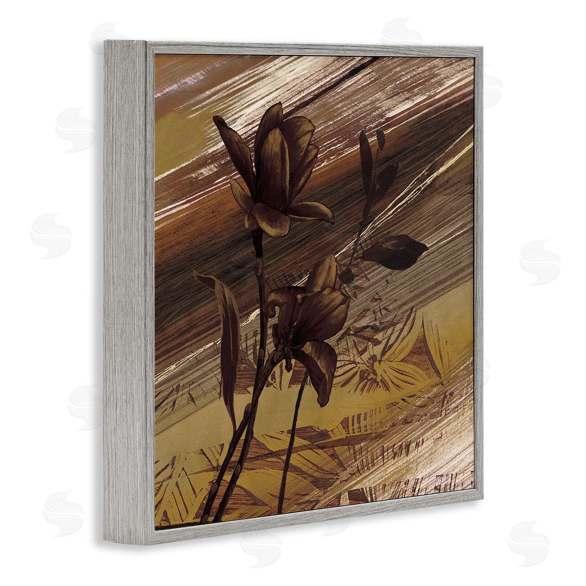 Anne Brochard Mellow Brown Flowers Abstract Tan Muddy Earth Tones Gray Framed Glicee Wall Art Print