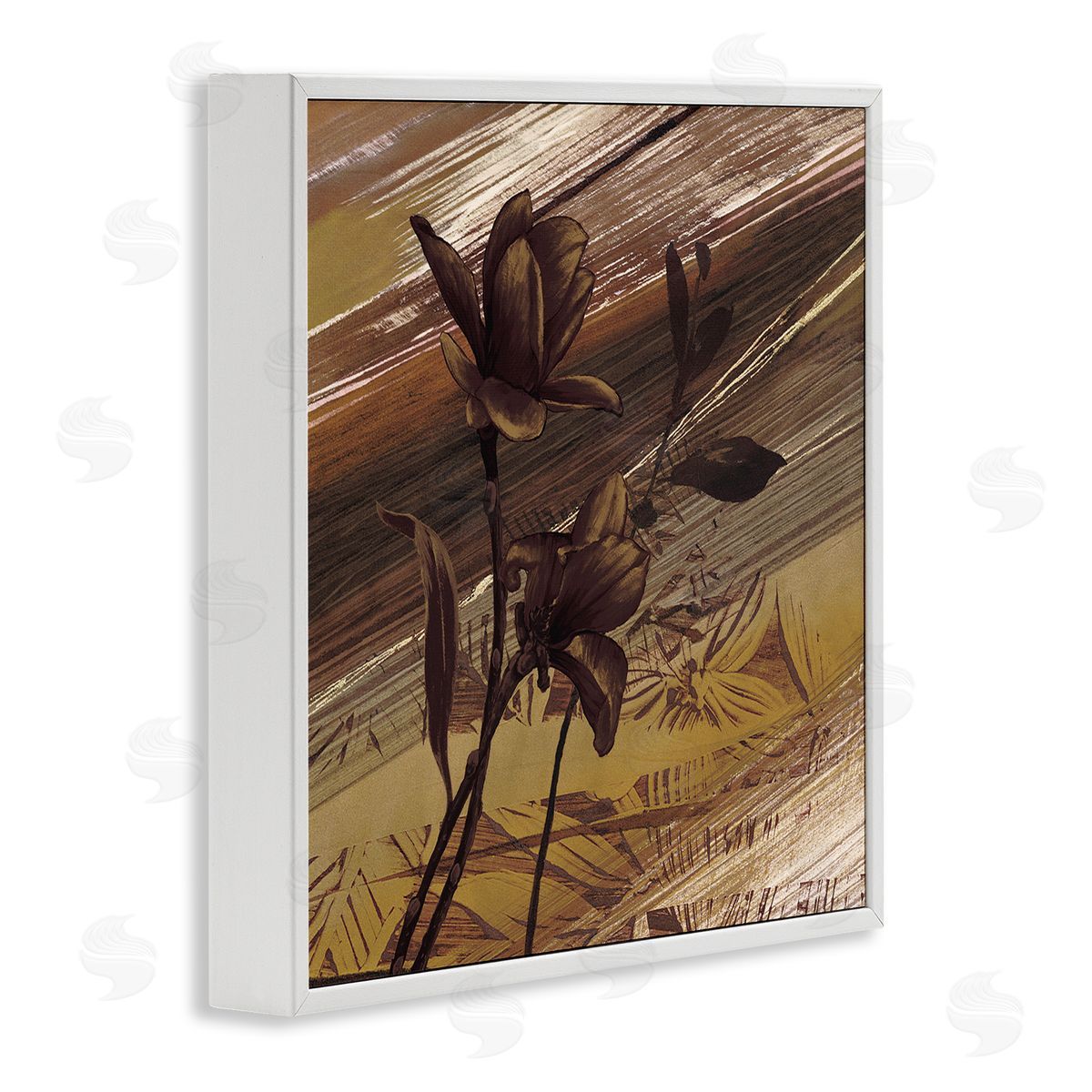 Anne Brochard Mellow Brown Flowers Abstract Tan Muddy Earth Tones White Framed Glicee Wall Art Print