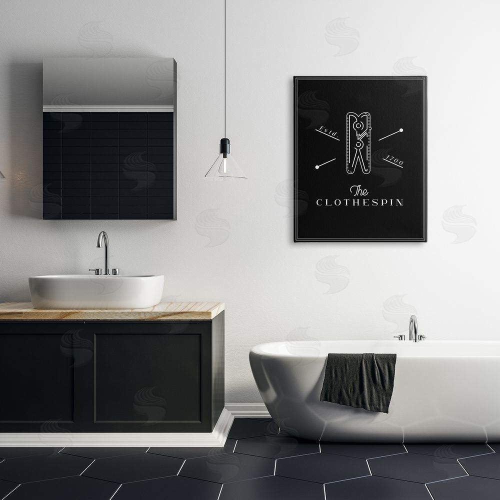 Andrea Jasid Grassi The Clothespin Minimal Black White Laundry Room Phrase