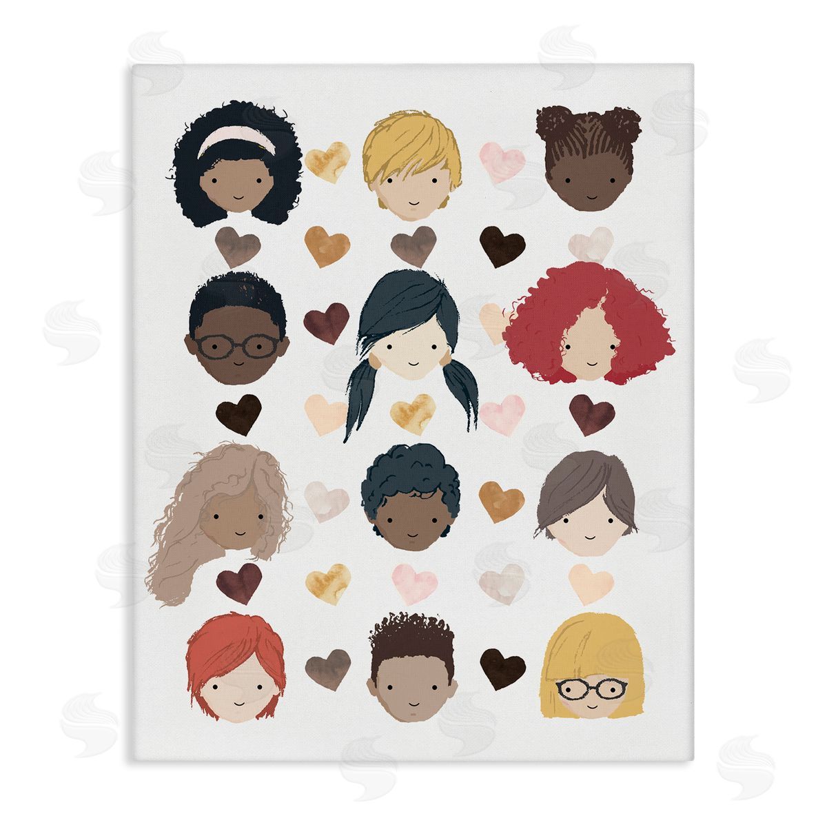Erica Billups Smiling Children Diverse Multicultural Pink Brown Hearts