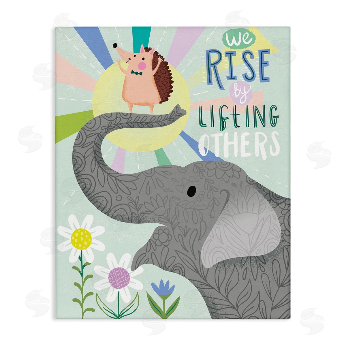 Arrolynn Weiderhold Rise By Lifting Others Sentiment Elephant Hedgehog Flowers