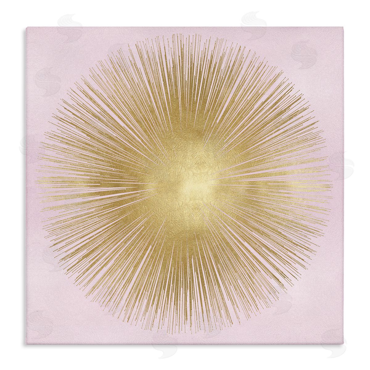 Abby Young Minimal Abstract Glam Sunburst Lines Over Pink Stretched Canvas Wall Art Print