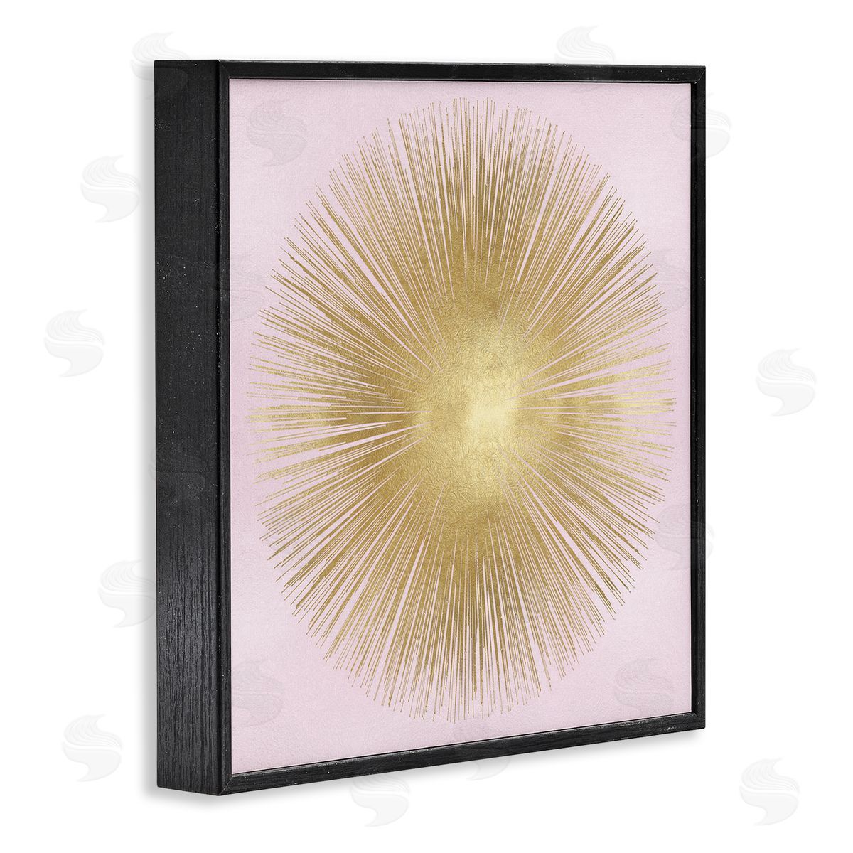 Abby Young Minimal Abstract Glam Sunburst Lines Over Pink Black Framed Glicee Wall Art Print