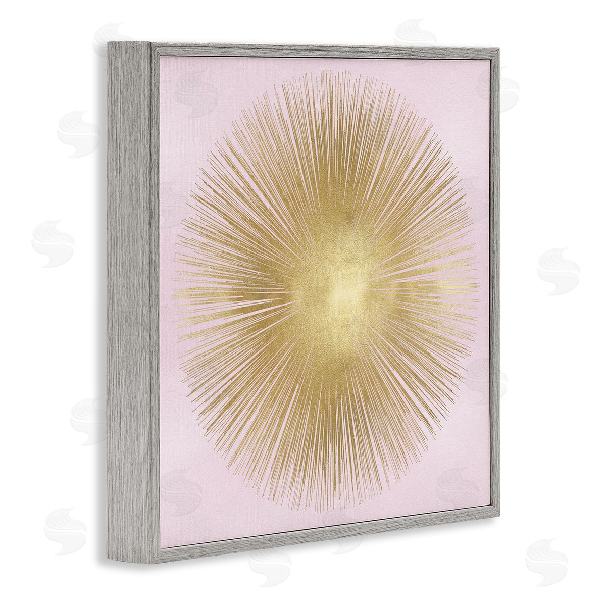 Abby Young Minimal Abstract Glam Sunburst Lines Over Pink Gray Framed Glicee Wall Art Print