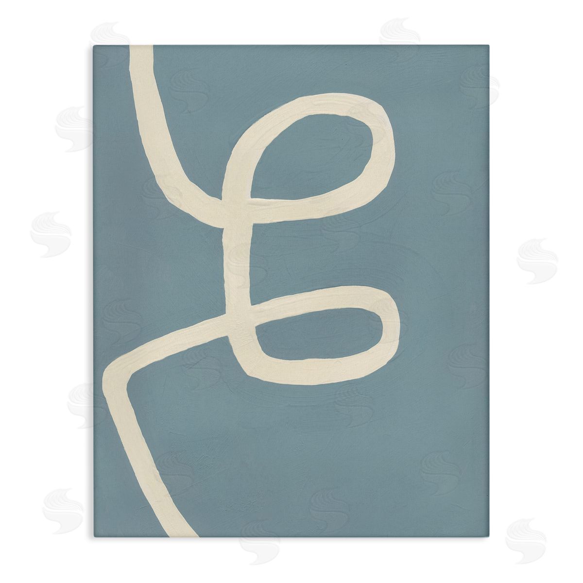 Bronwyn Baker Abstract Curved Line Off-White over Blue