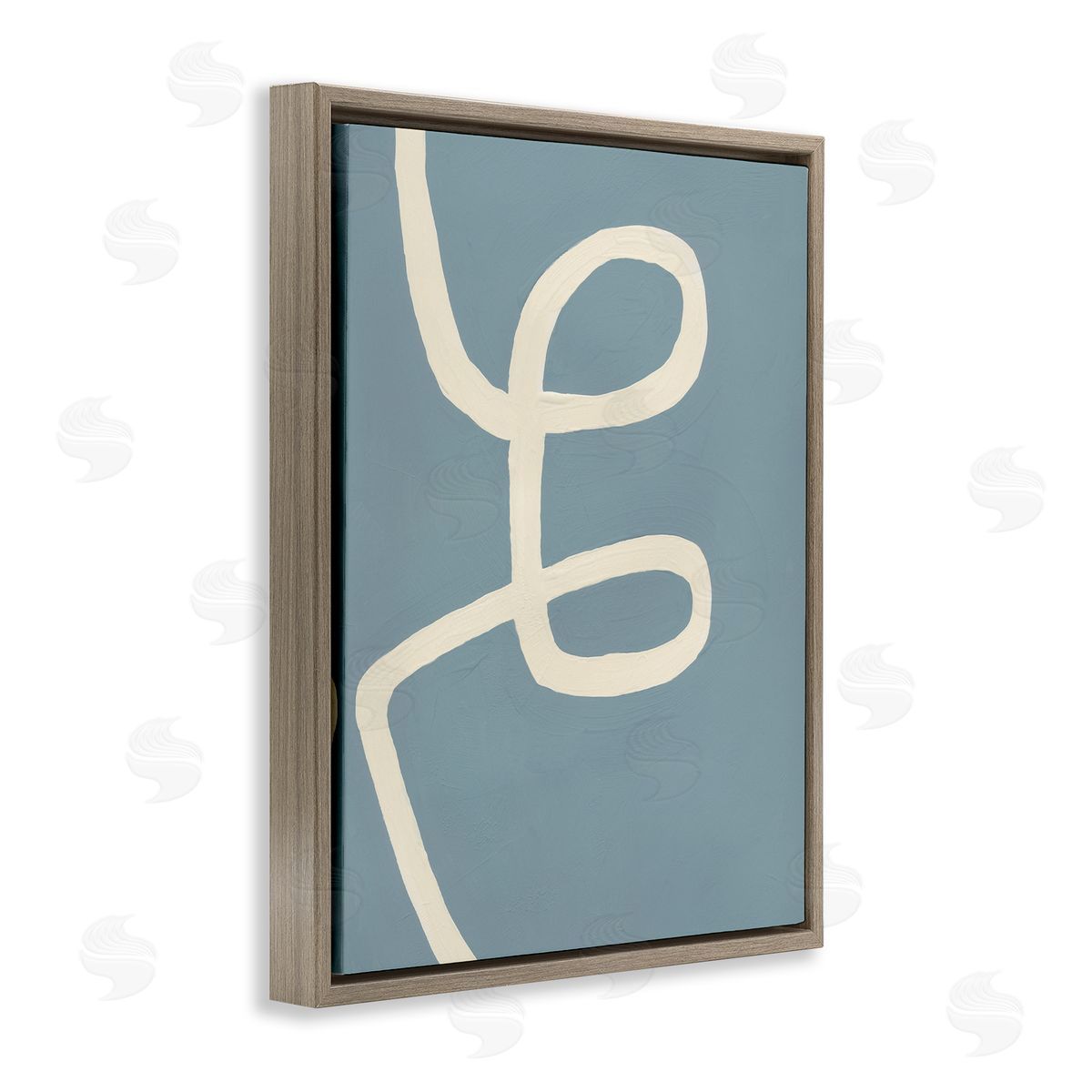 Bronwyn Baker Abstract Curved Line Off-White over Blue