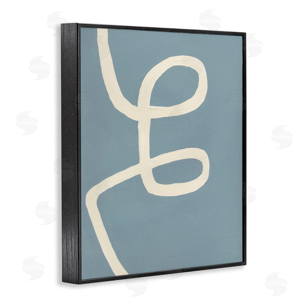 Bronwyn Baker Abstract Curved Line Off-White over Blue
