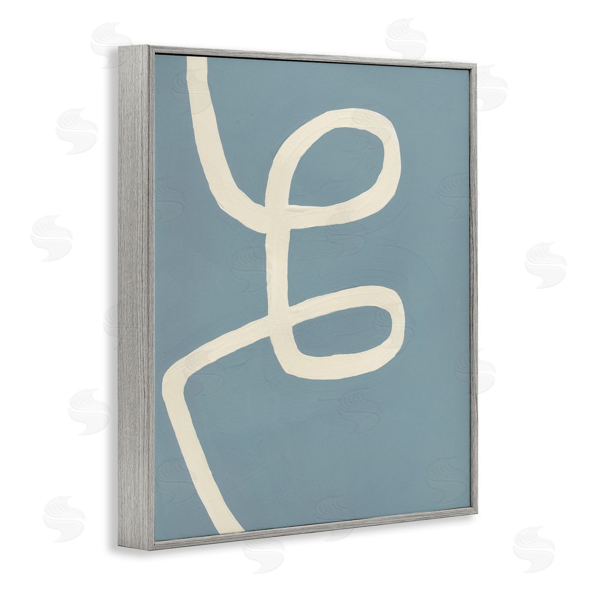 Bronwyn Baker Abstract Curved Line Off-White over Blue