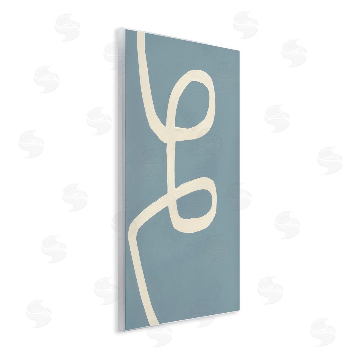 Bronwyn Baker Abstract Curved Line Off-White over Blue