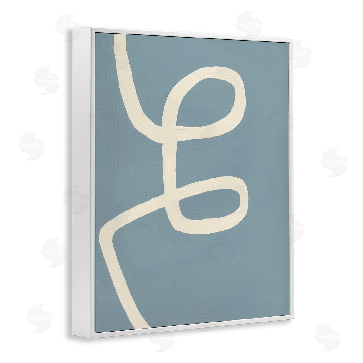 Bronwyn Baker Abstract Curved Line Off-White over Blue