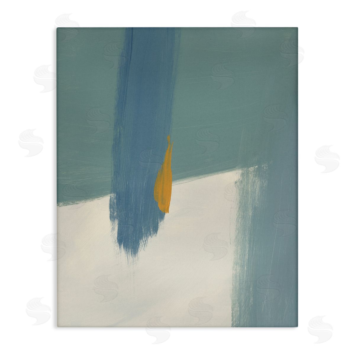 Bronwyn Baker Abstract Blue Green Brush Strokes On Off-White