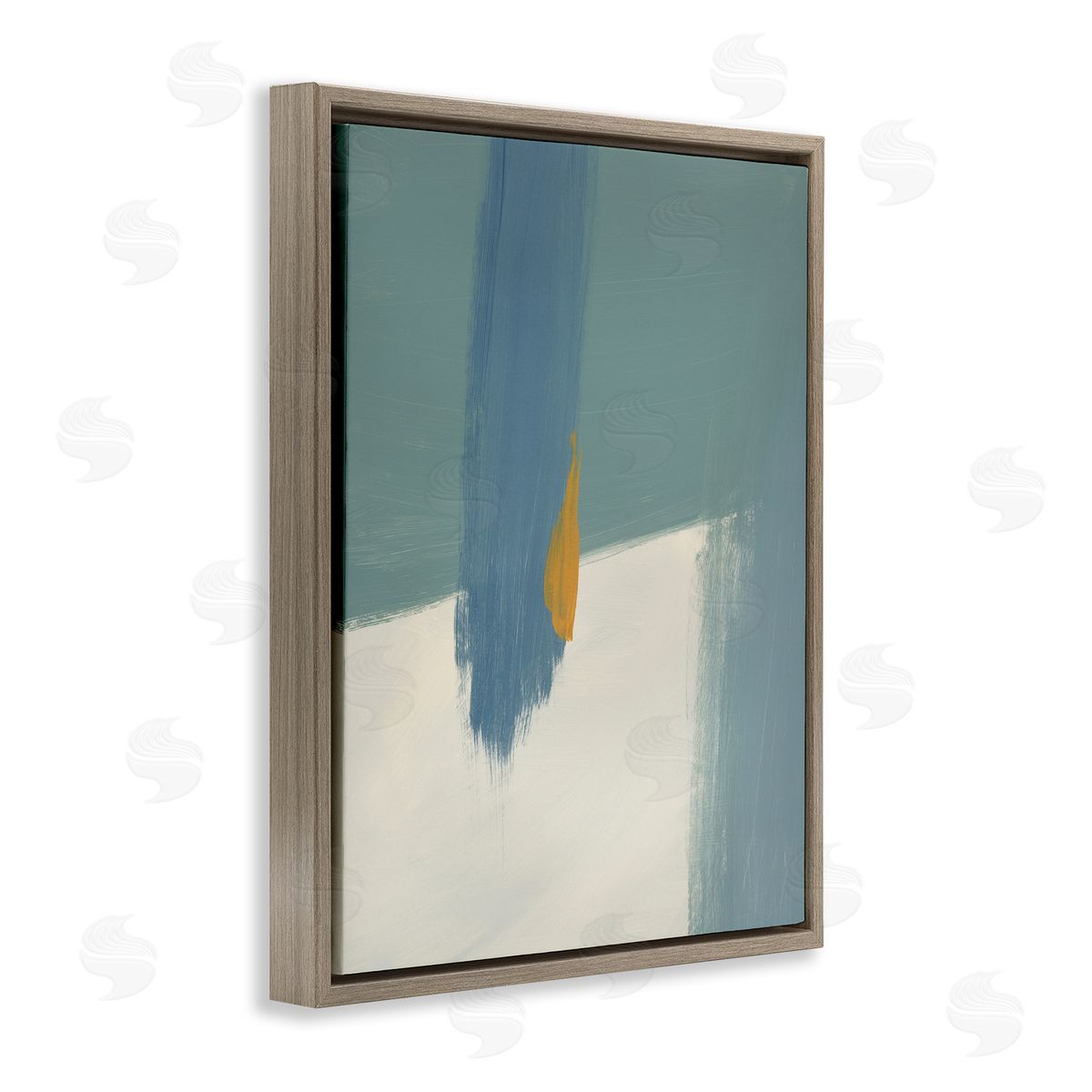 Bronwyn Baker Abstract Blue Green Brush Strokes On Off-White