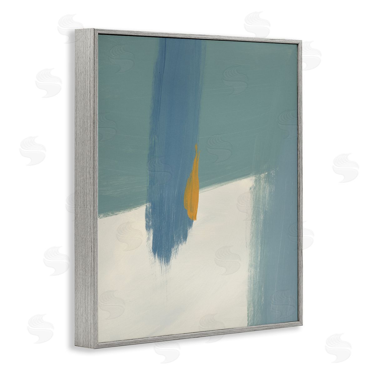 Bronwyn Baker Abstract Blue Green Brush Strokes On Off-White