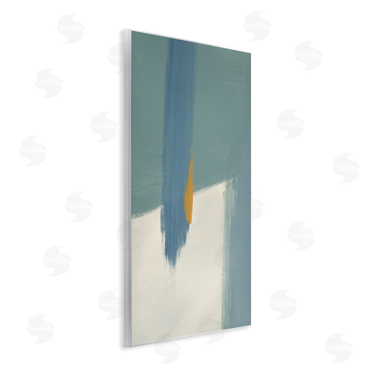 Bronwyn Baker Abstract Blue Green Brush Strokes On Off-White
