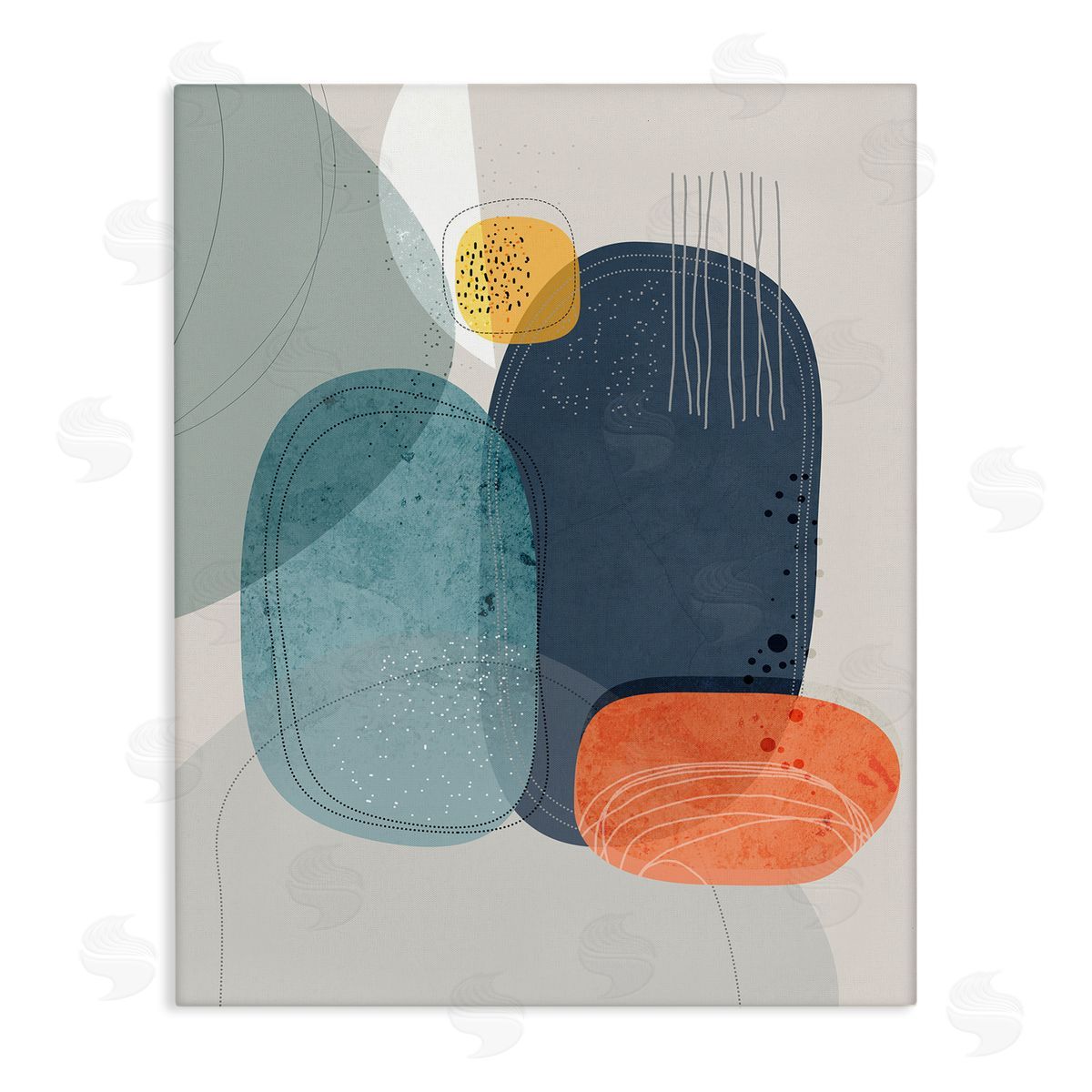 Ishita Banerjee Retro Stone Abstraction Deco Inspired Dotted Linework