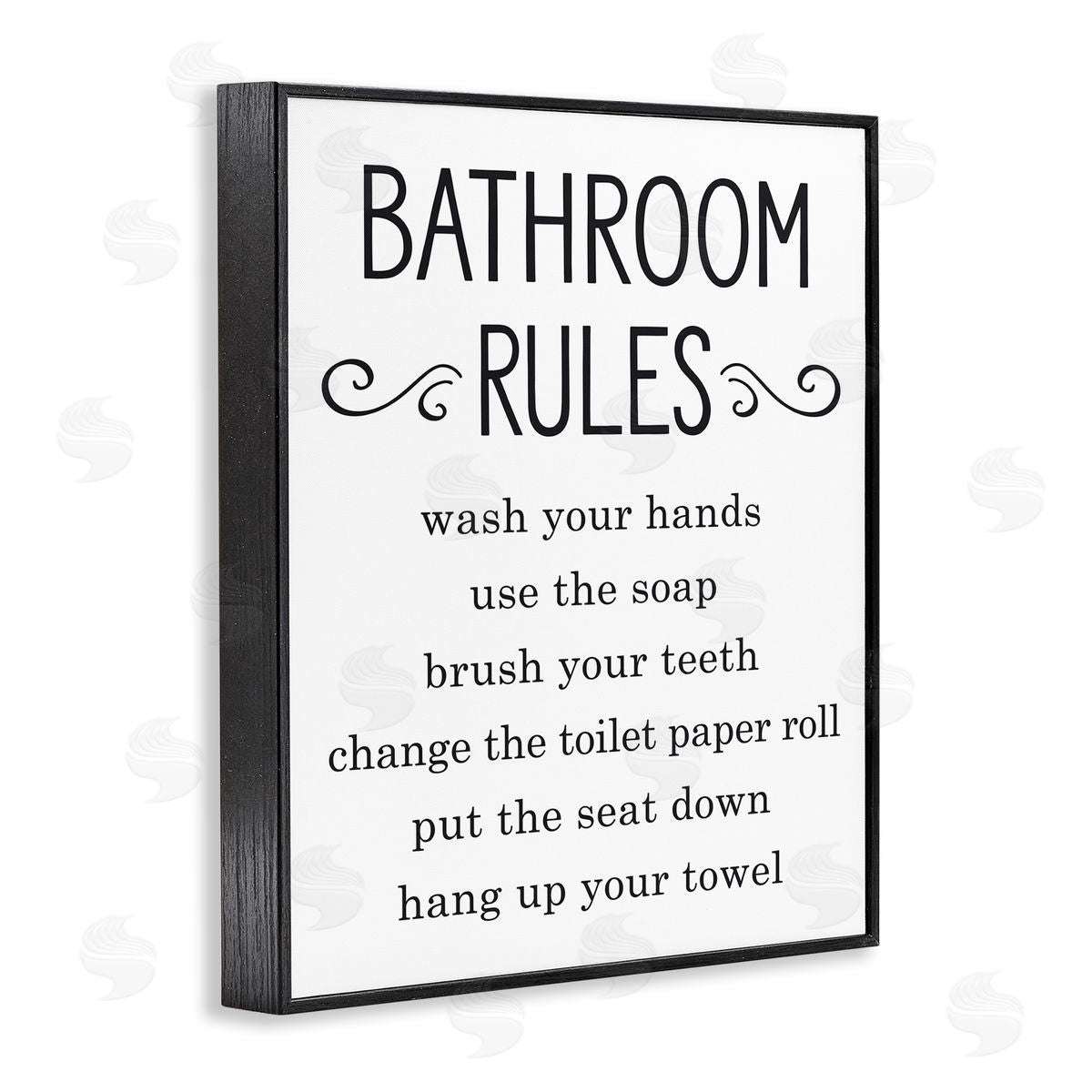 Lettered and Lined Minimal Bathroom Rules Sign Good Family Hygiene