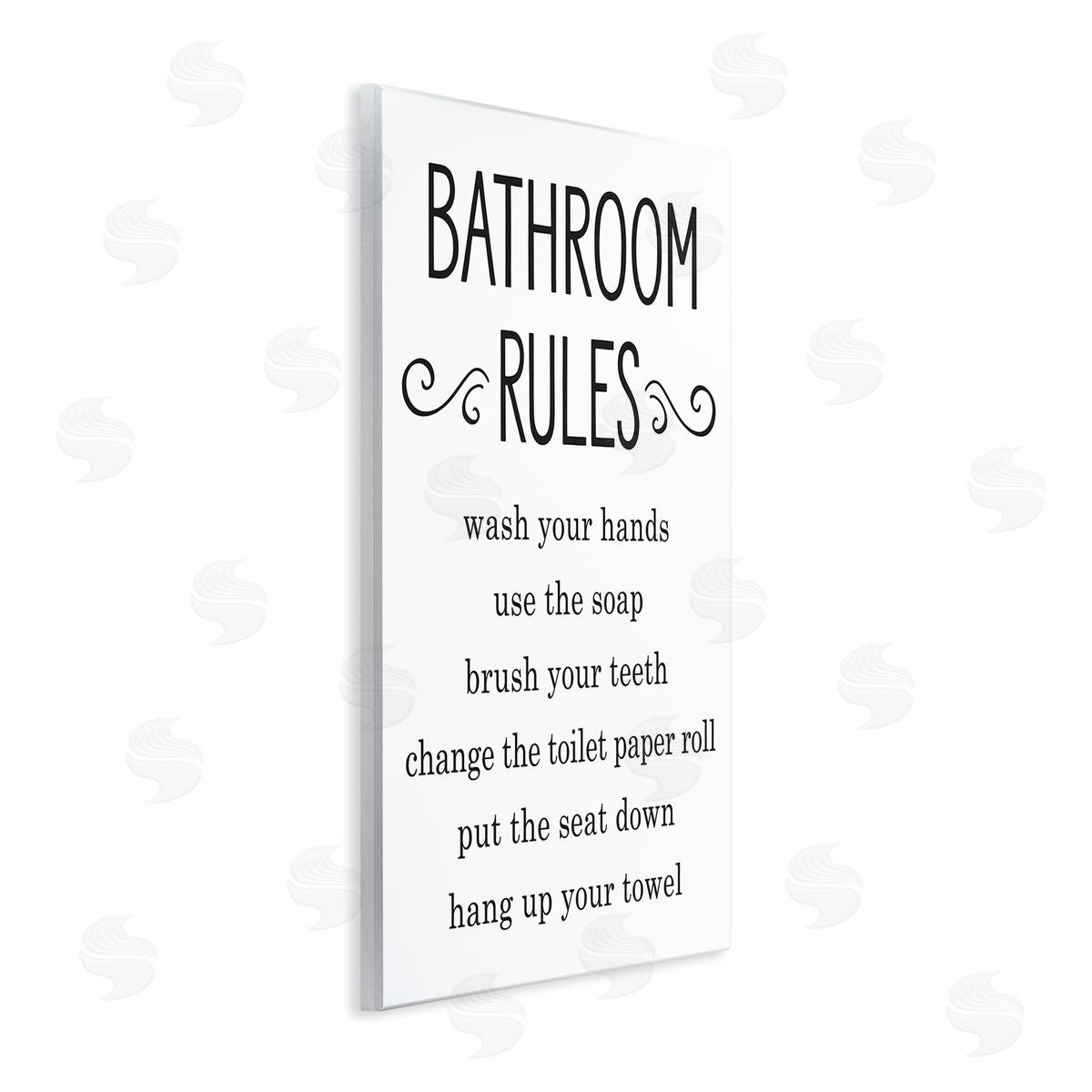 Lettered and Lined Minimal Bathroom Rules Sign Good Family Hygiene