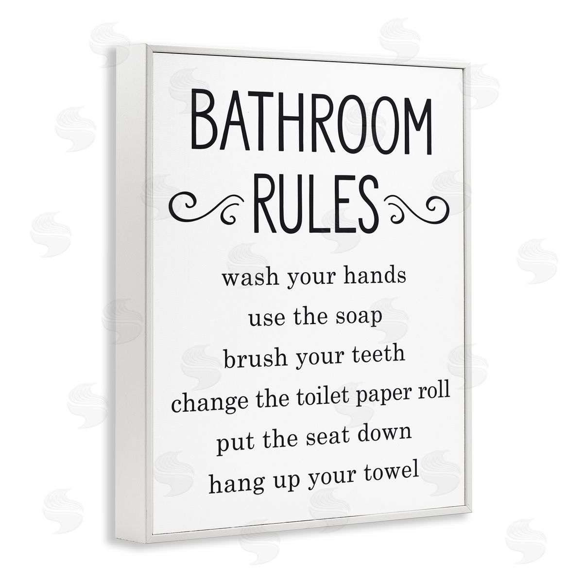 Lettered and Lined Minimal Bathroom Rules Sign Good Family Hygiene
