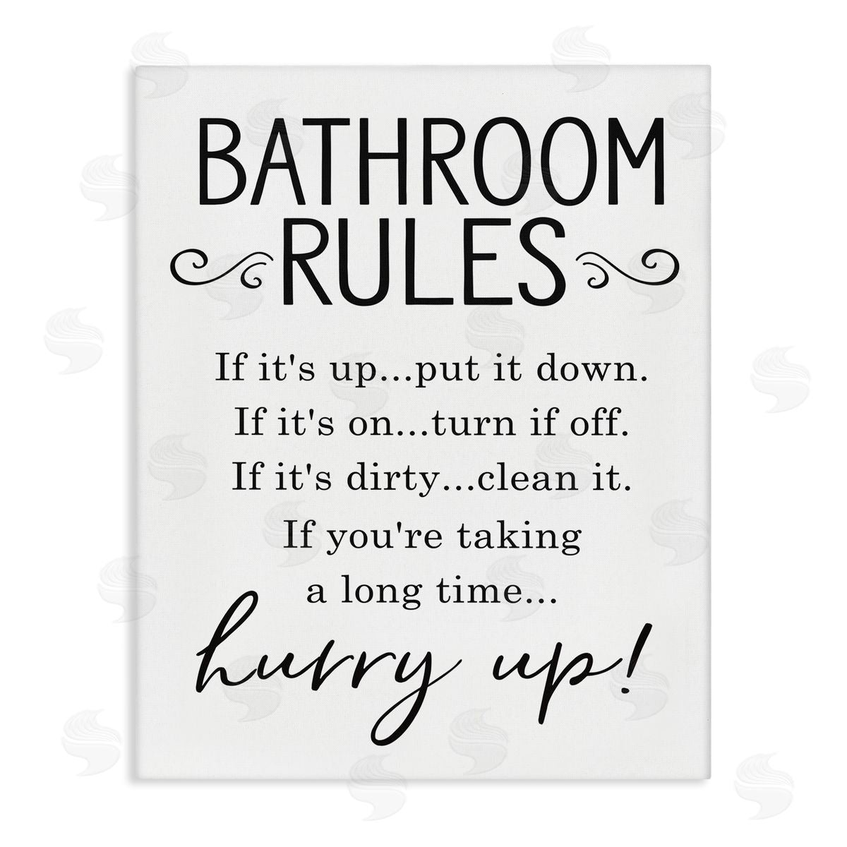 Lettered and Lined Minimal Bathroom Rules Sign Hurry Up Humor