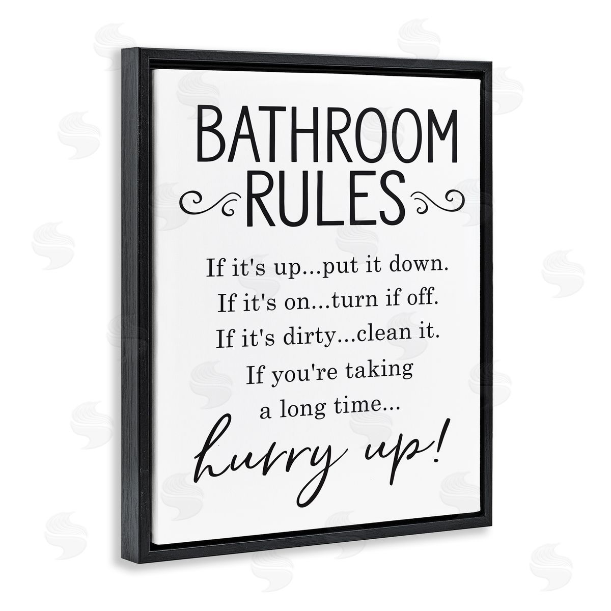 Lettered and Lined Minimal Bathroom Rules Sign Hurry Up Humor