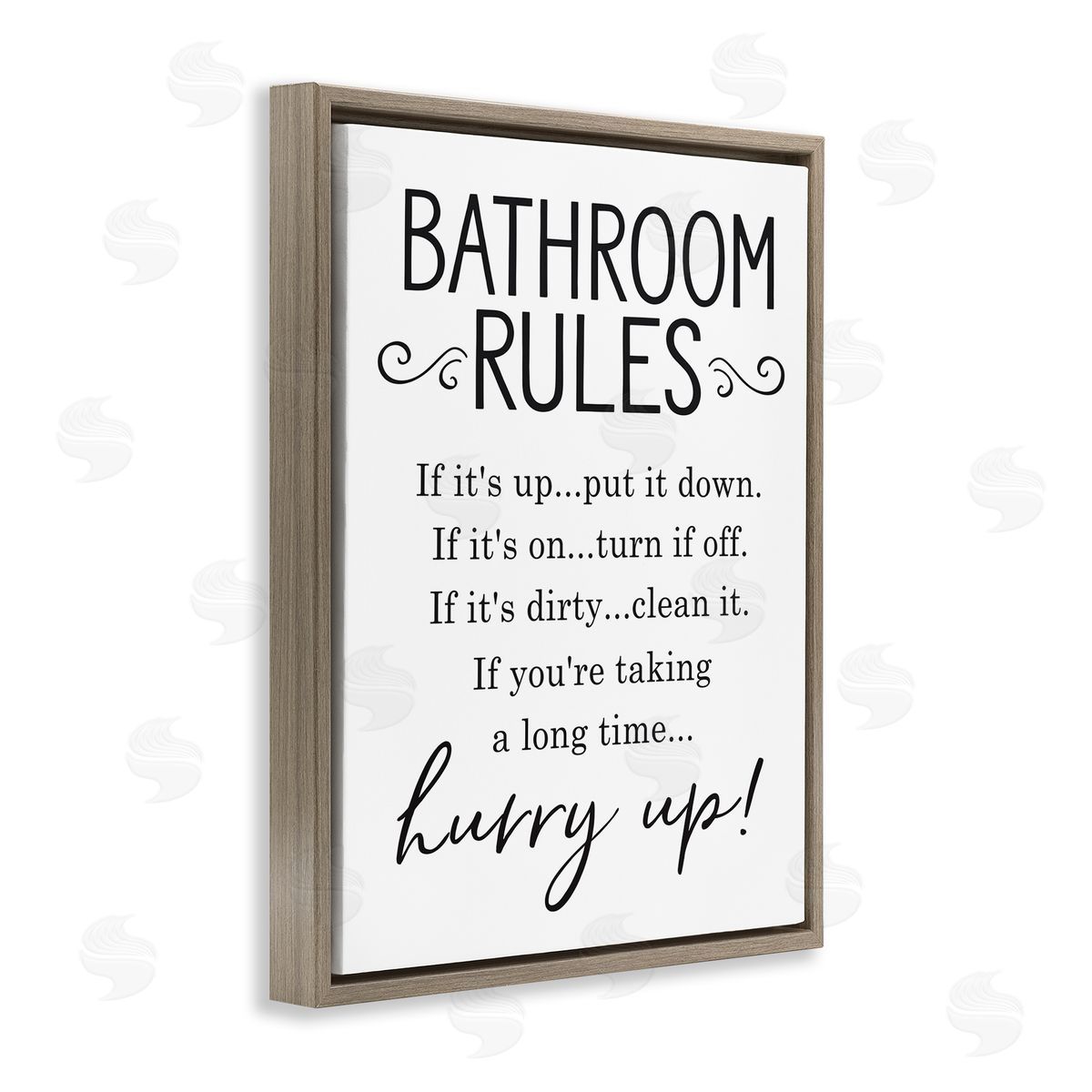 Lettered and Lined Minimal Bathroom Rules Sign Hurry Up Humor