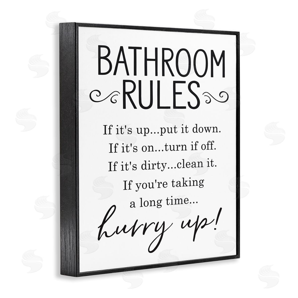 Lettered and Lined Minimal Bathroom Rules Sign Hurry Up Humor