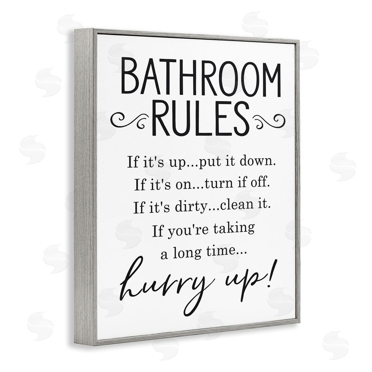 Lettered and Lined Minimal Bathroom Rules Sign Hurry Up Humor