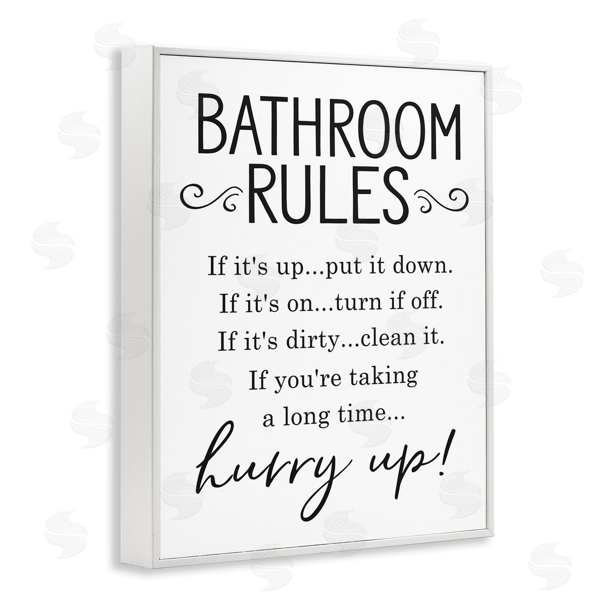 Lettered and Lined Minimal Bathroom Rules Sign Hurry Up Humor