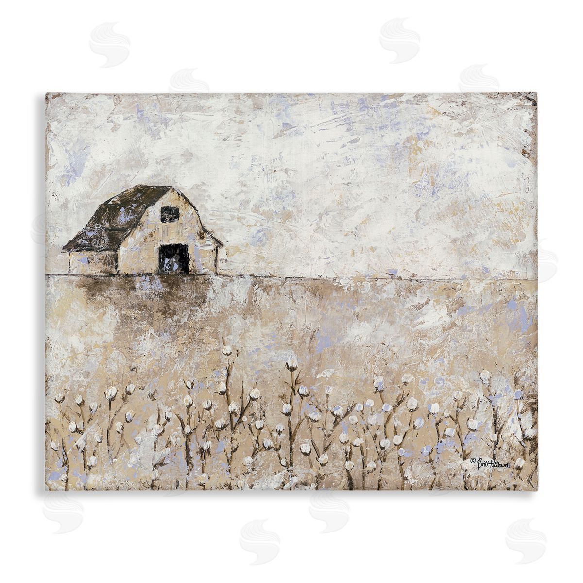 White Barn Distressed Landscape Canvas Wall Art, Home Decor by Britt Hallowell