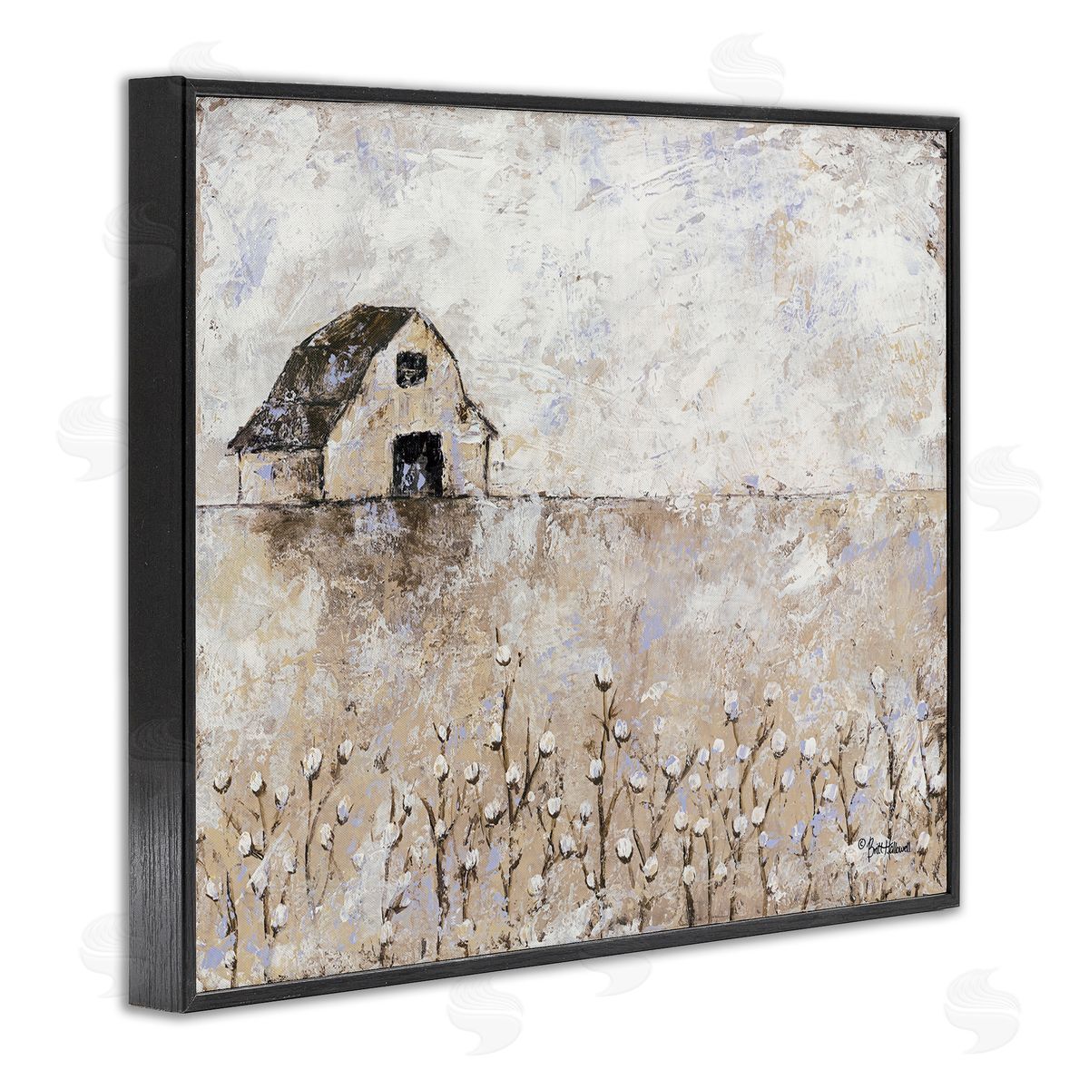 White Barn Distressed Landscape Black Frame Print Wall Art, Home Decor by Britt Hallowell