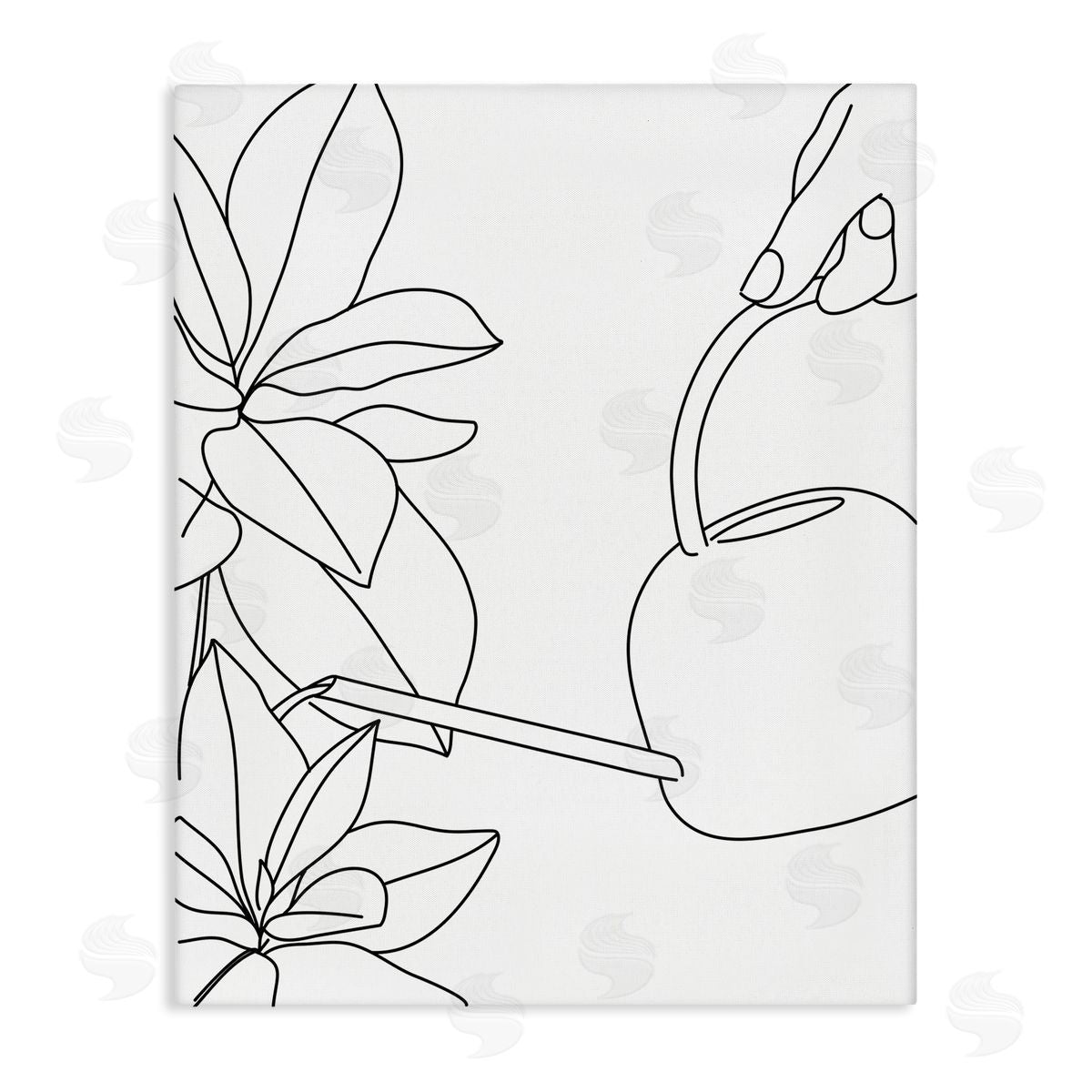 BlursByAI Watering Can and Spring Florals Modern Minimal Linework