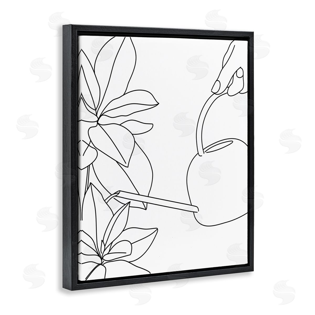 BlursByAI Watering Can and Spring Florals Modern Minimal Linework