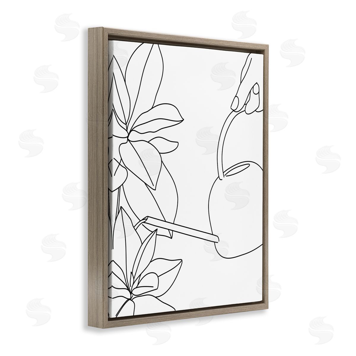 BlursByAI Watering Can and Spring Florals Modern Minimal Linework