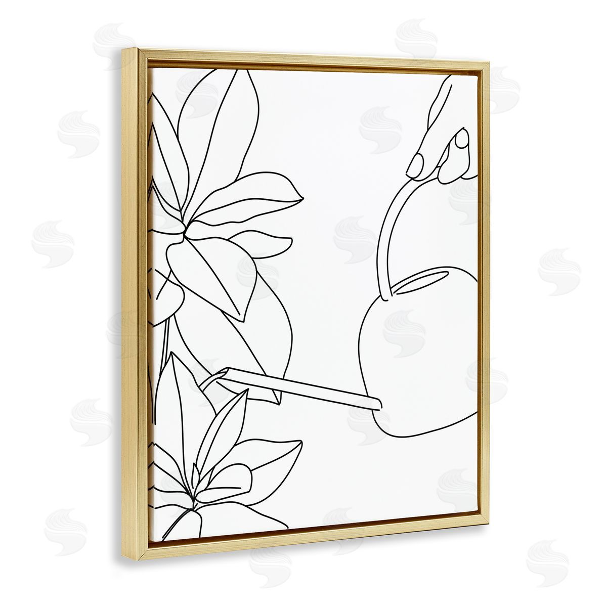 BlursByAI Watering Can and Spring Florals Modern Minimal Linework