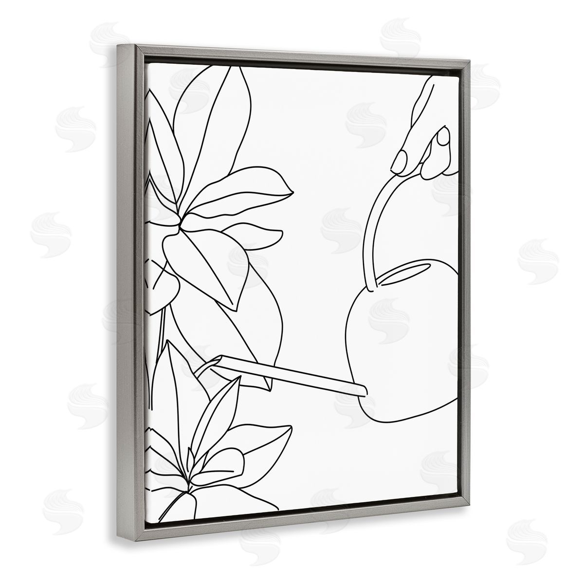 BlursByAI Watering Can and Spring Florals Modern Minimal Linework