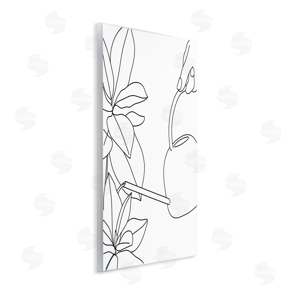 BlursByAI Watering Can and Spring Florals Modern Minimal Linework