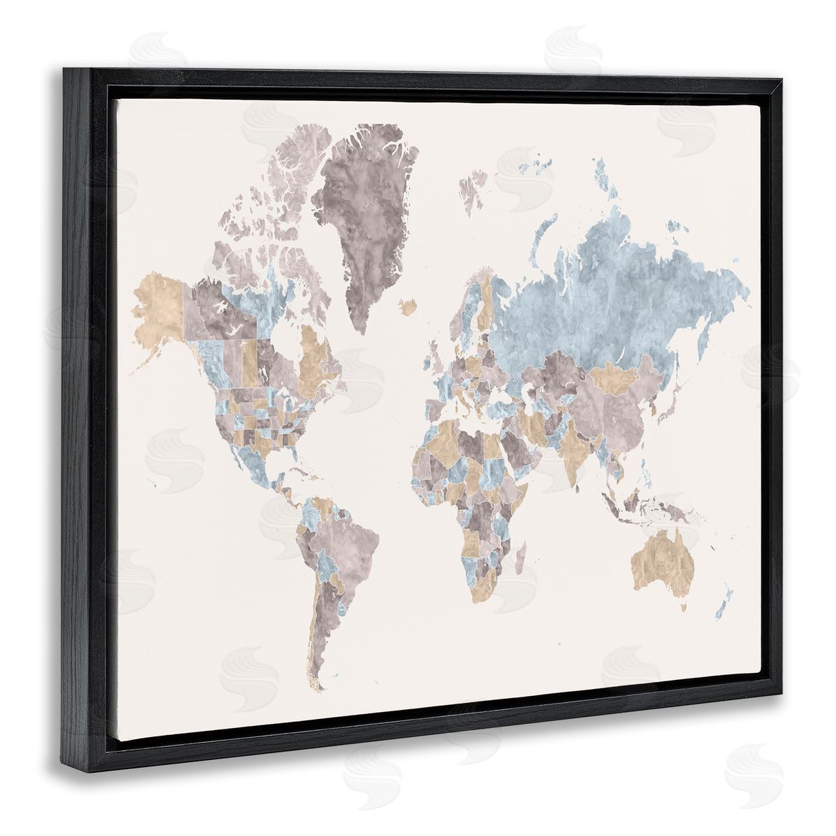 BlursByAI World Map with Borders Contrasting Regional Tones