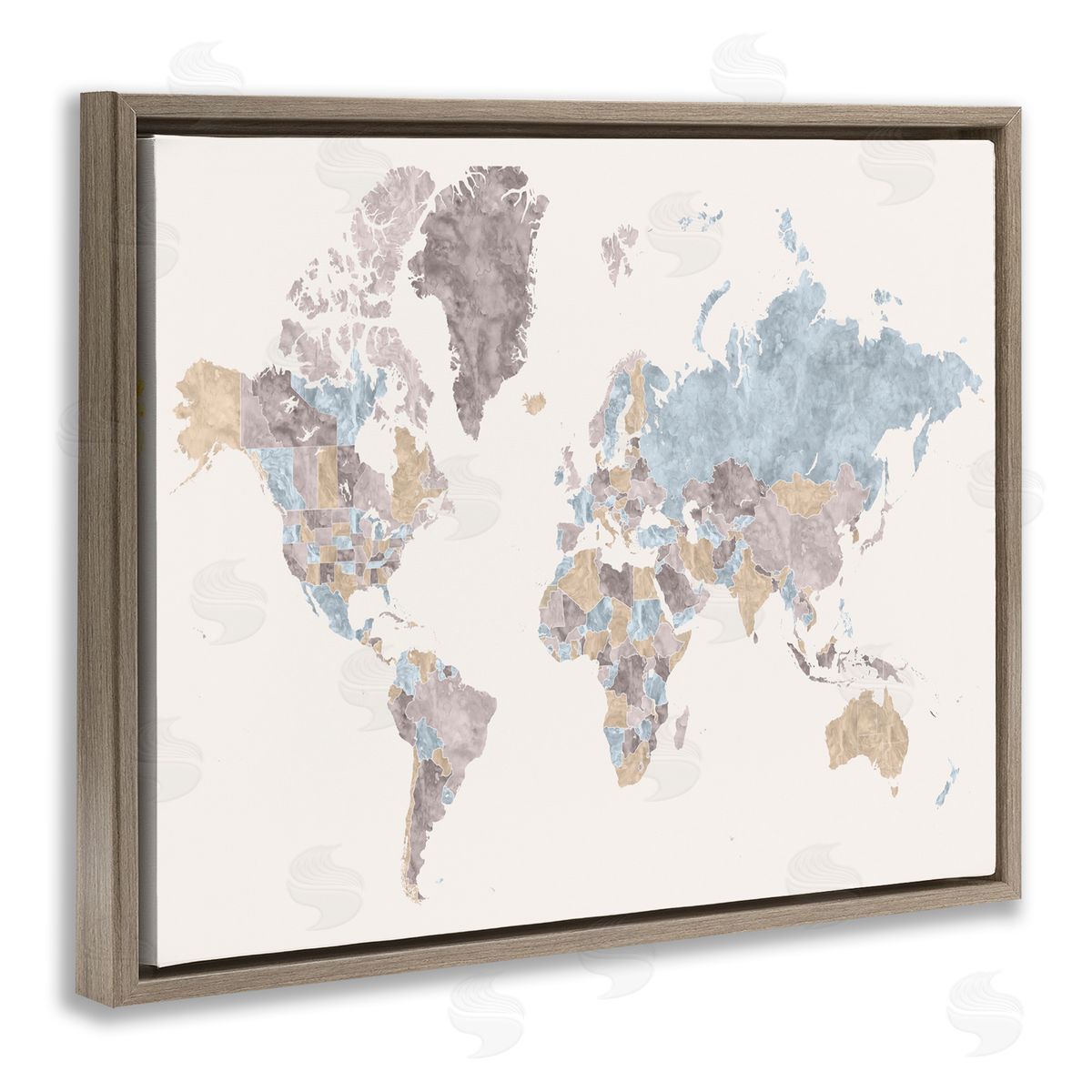 BlursByAI World Map with Borders Contrasting Regional Tones